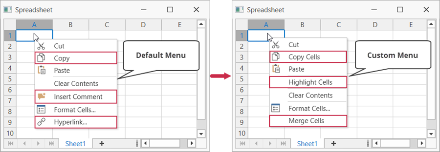 Custom context menu