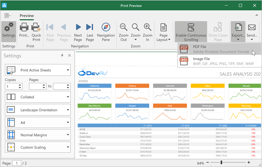 Export a Spreadsheet Document to PDF