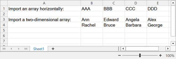 DevExpress Spreadsheet for WPF - Worksheet with data loaded from arrays
