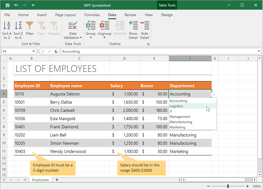 Spreadsheet Data Validation