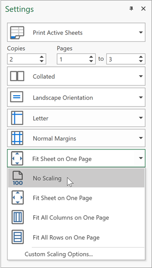 Specify Page Scaling