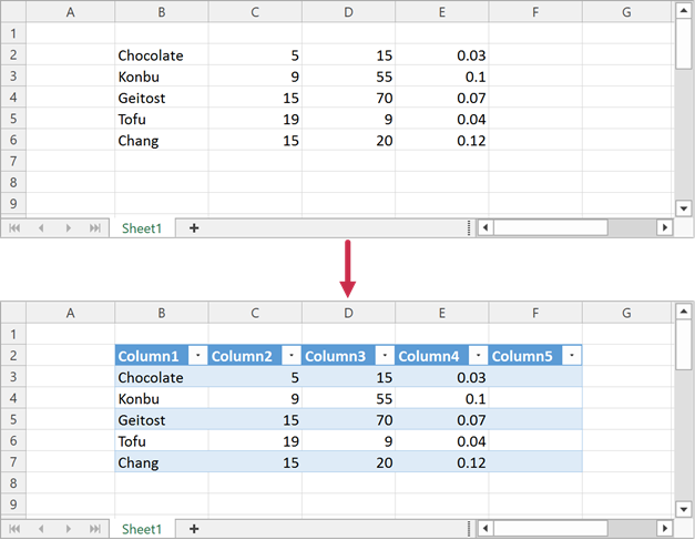 Create a table