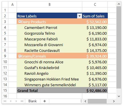 SpreadsheetPivotTable_Examples_ApplyCustomStyle