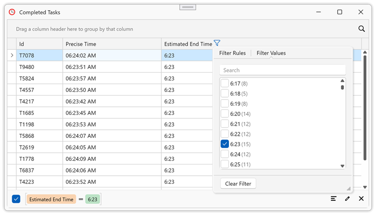 DevExpress WPF Drop-down filter - rounding time-only values