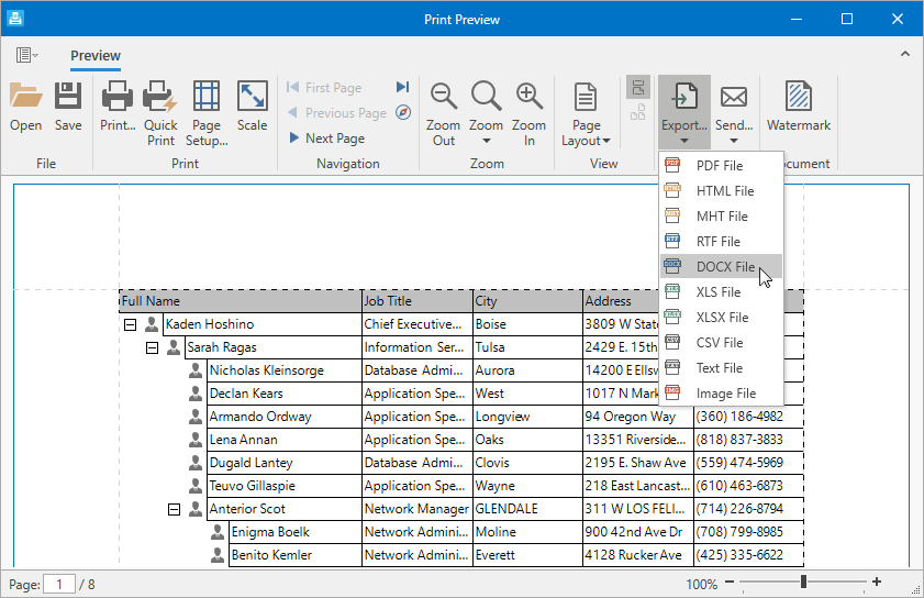 TreeList Main Page Printing