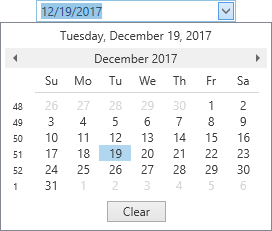 Visual Elements Dropdown Calendar