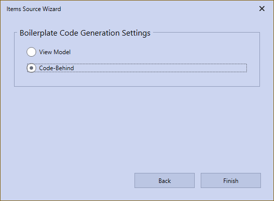 WPF GridControl Items Source Wizard Boilerplate