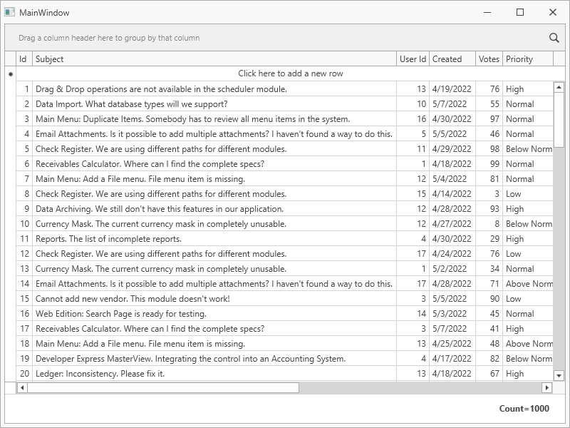 WPF GridControl InfiniteAsyncSource