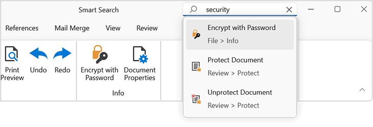 DevExpress WPF Ribbon Smart Search v25.1