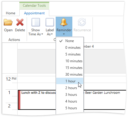 WPFScheduler_ReminderRibbon