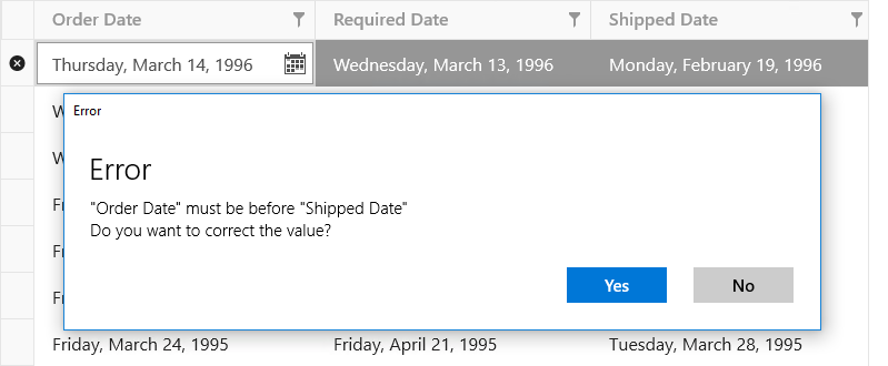 Grid Validation Error