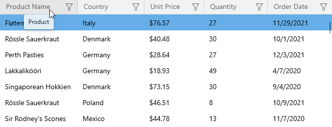 WinUI Grid - Column Header Tooltip