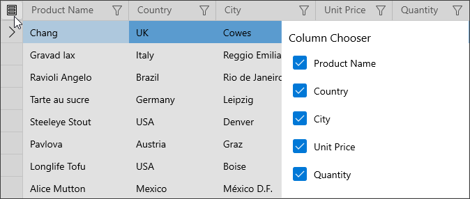 Custom Row Indicator Header