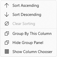 WinUI Grid - Column Header's Context Menu