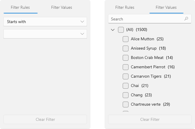 WinUI Grid - Excel Filter Elements
