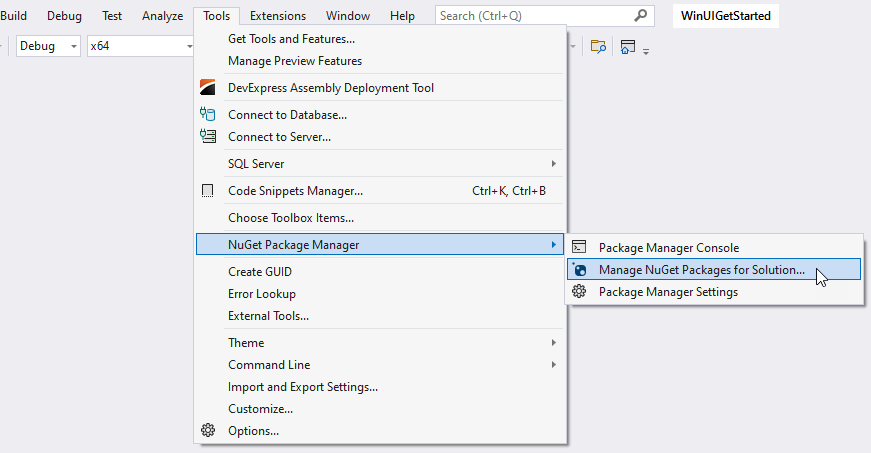 WinUI Manage NuGet Packages