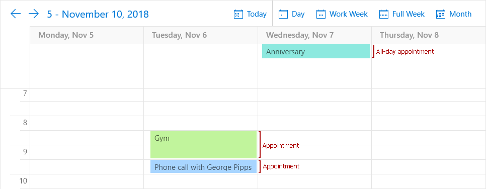 DevExpress WinUI Scheduler - Appointments