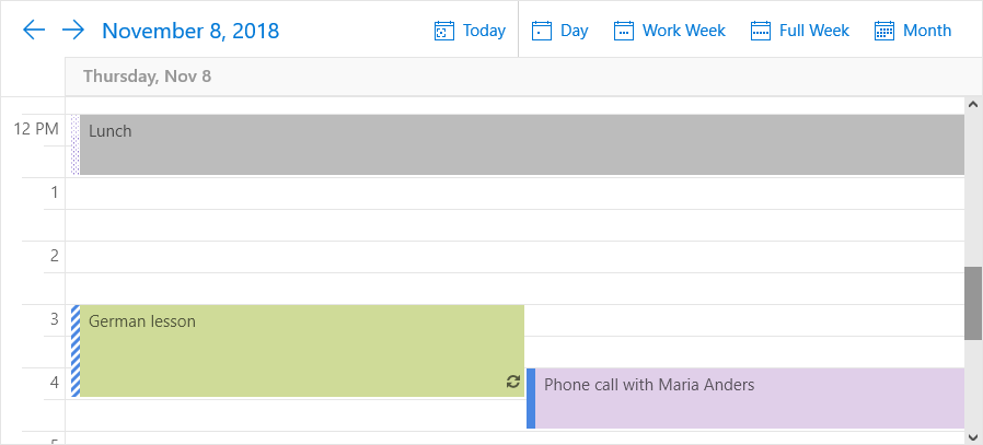 DevExpress WinUI Scheduler - Day View