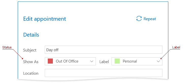 DevExpress WinUI | Scheduler Edit Appointment Label