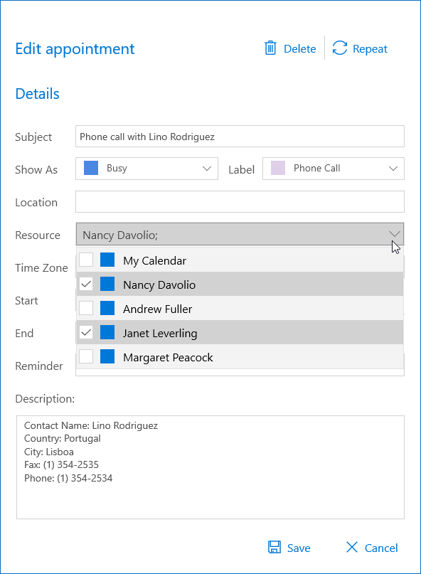 DevExpress WinUI Scheduler - ComboBox