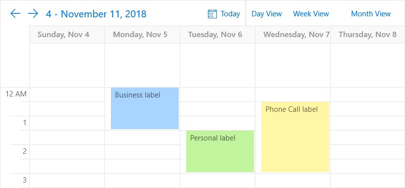 DevExpress WinUI | Scheduler Labels