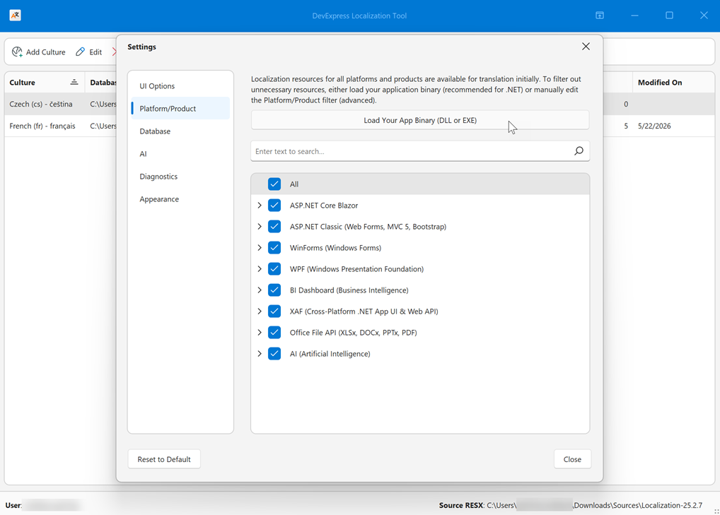 DevExpress Localization Tool - Simplified Resource Filter