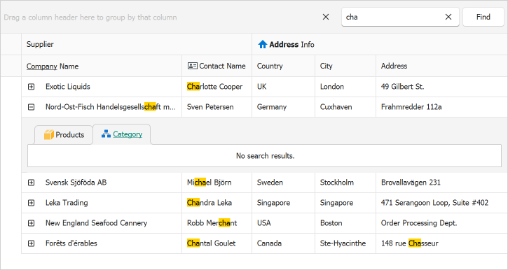 WinForms XtraGrid - Search in Master-Detail - No Results