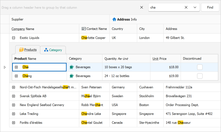 WinForms XtraGrid - Search in Master-Detail