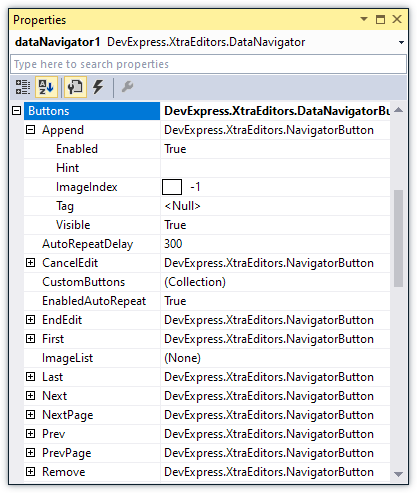 DataNavigator - Buttons - Design-time