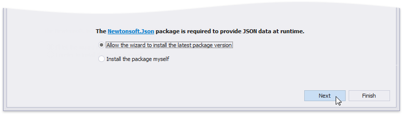 JSON Data Source install Newtonsoft package