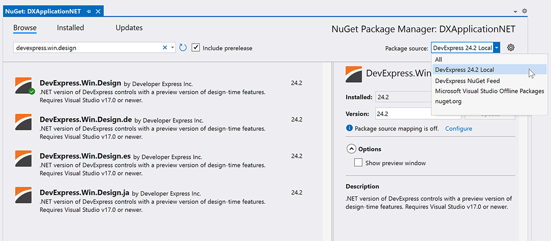 NuGet Package Manager - Local Package Source