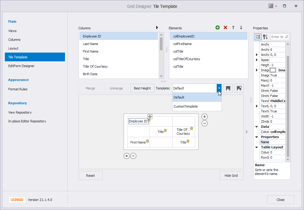 TileView-CustomTemplate