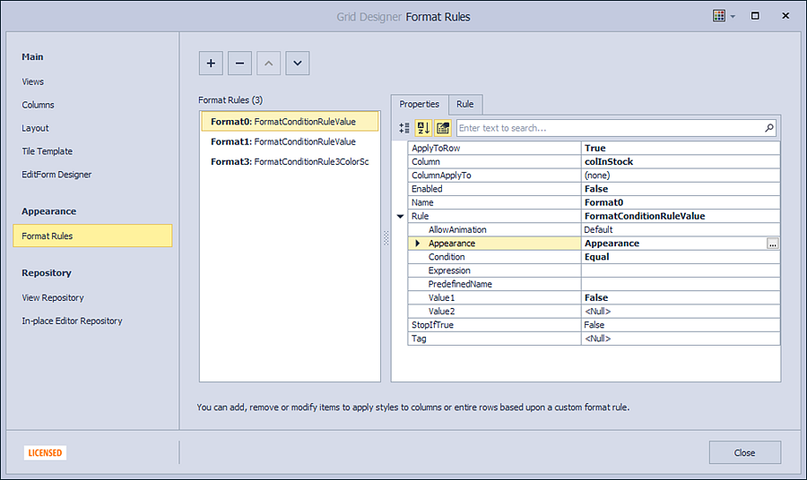 Tile View - Designer - Format Rules