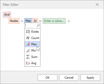 Tree List FilterEditorAggregateEditing Example