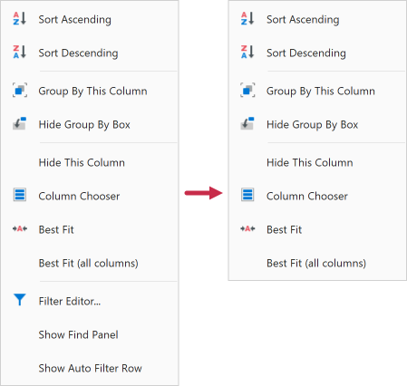 WinForms Grid - Remove Context Menu Items