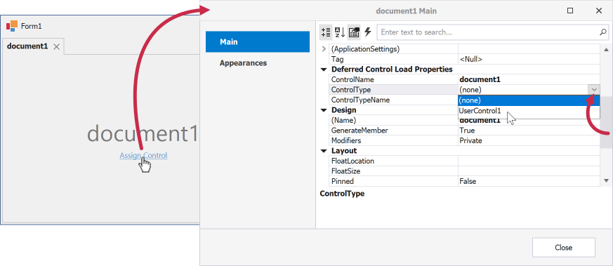 Document Manager Designer - Assign Control