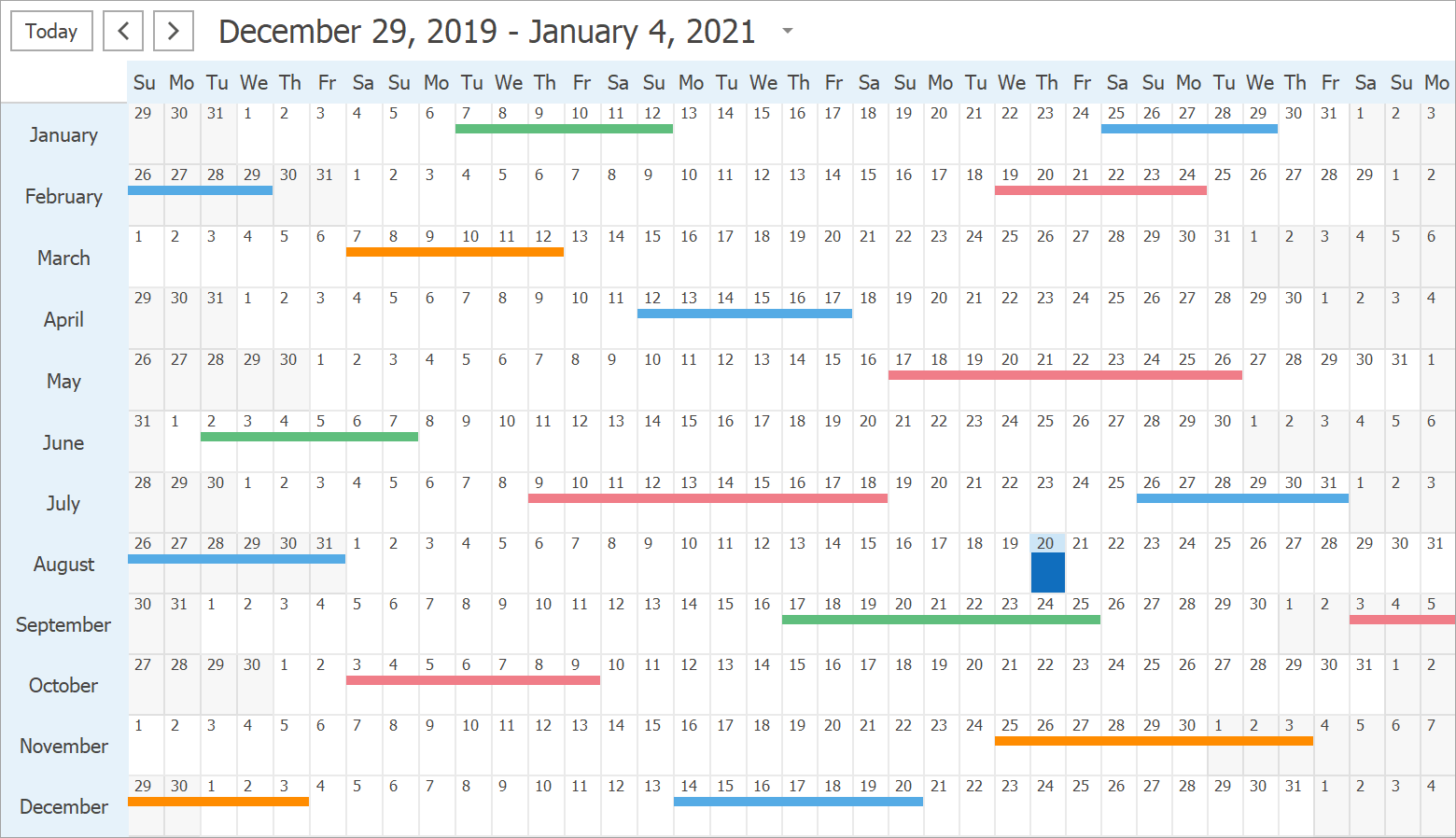 Year View | WinForms Controls | DevExpress Documentation