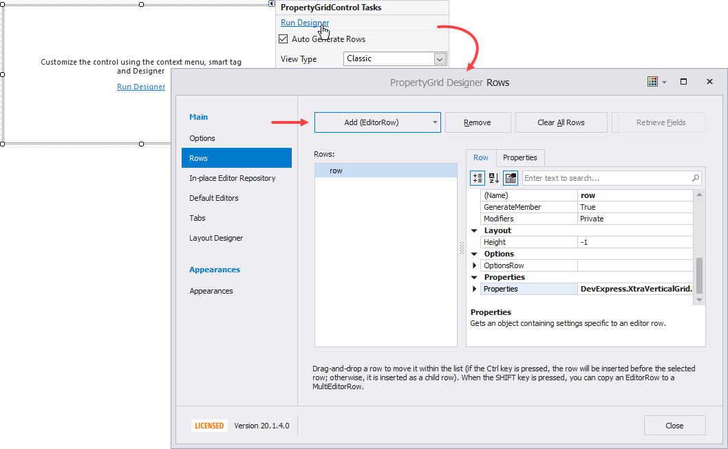Property Grid - Add Rows