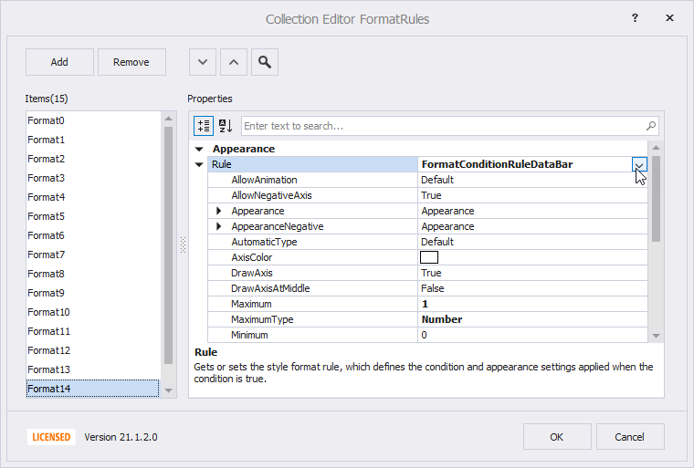 Vertical Grid Conditional Formatting Collection Editor