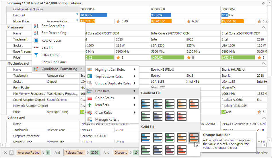 Vertical Grid Conditional Formatting