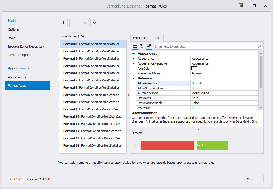 Vertical Grid Conditional Formatting Designer