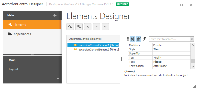 AccordionControl-Designer