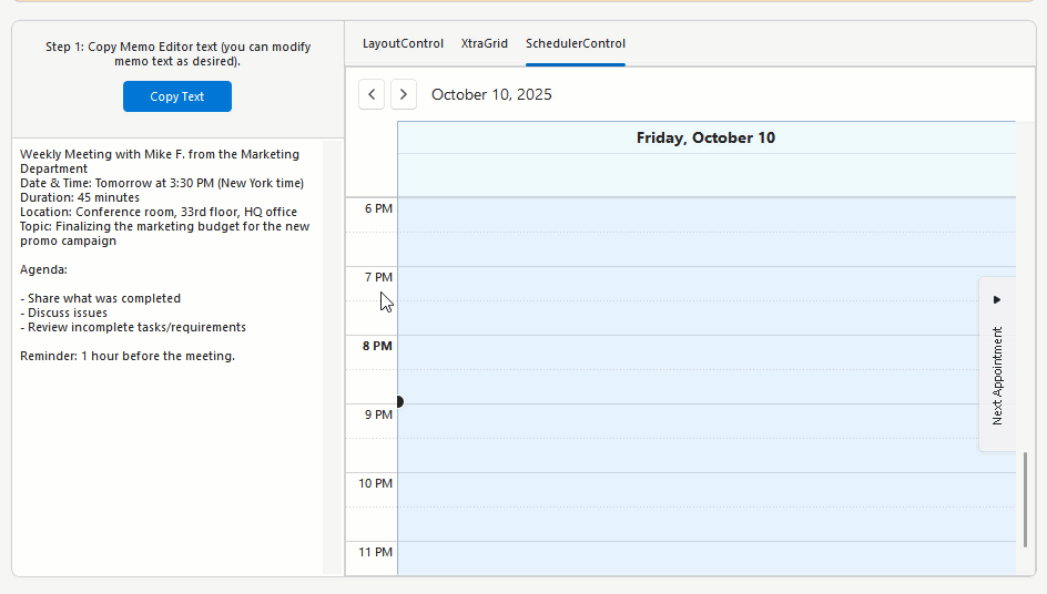 SmartPaste - WinForms Scheduler, DevExpress