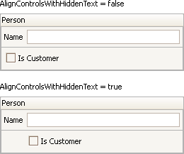 AlignControlsWithHiddenText