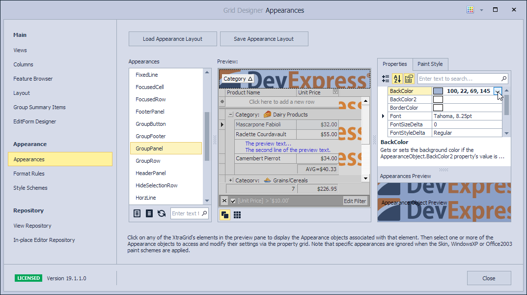 Implement Alpha Blending Using Appearances-GroupPanel