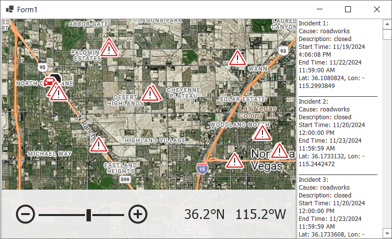 Display a list of traffic incidents