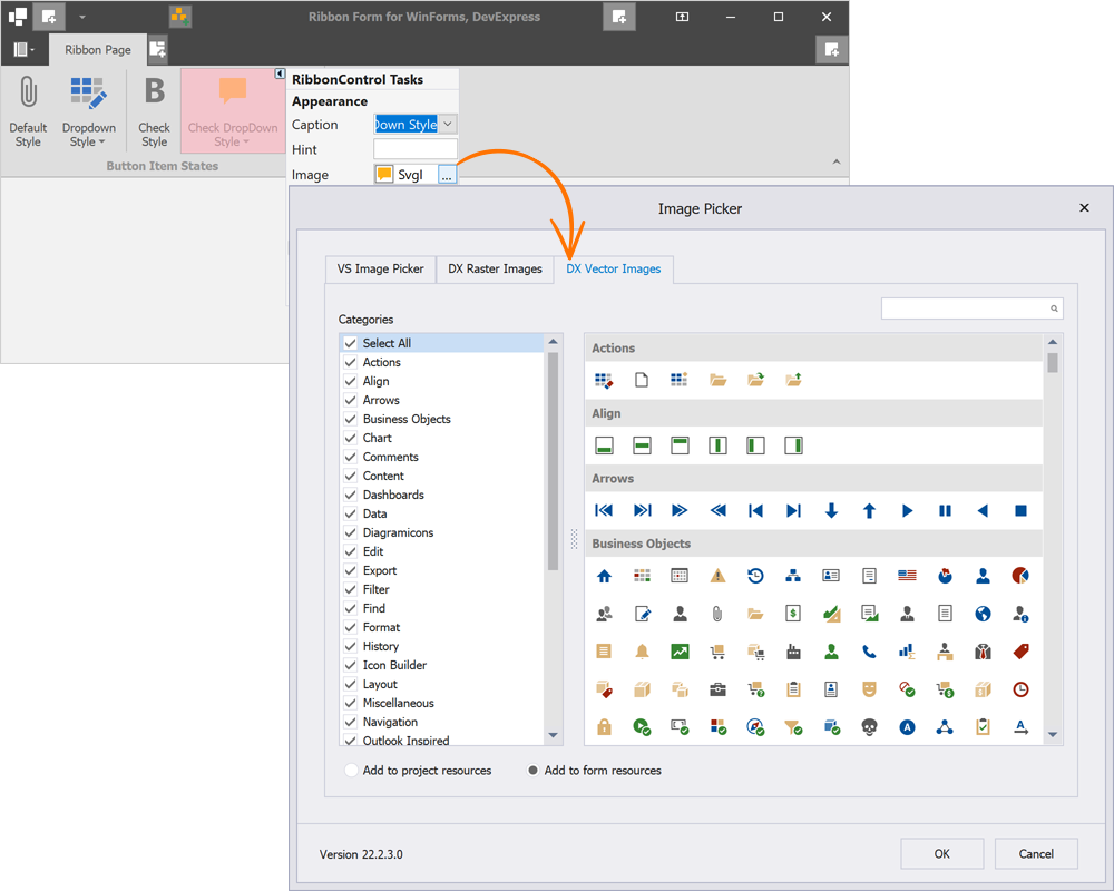 Specify Button Image - WinForms Ribbon UI