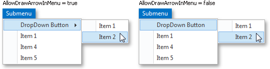 BarButtonItem.AllowDrawArrowInMenu