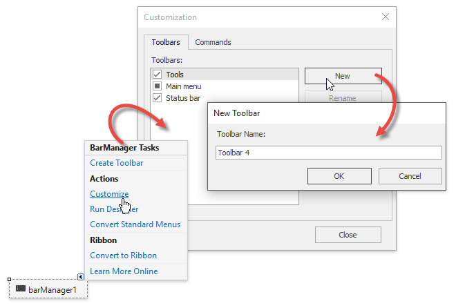 Bars - Add Toolbar (Customization Window)