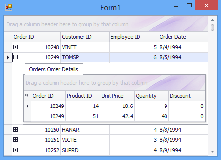 devexpress grid control